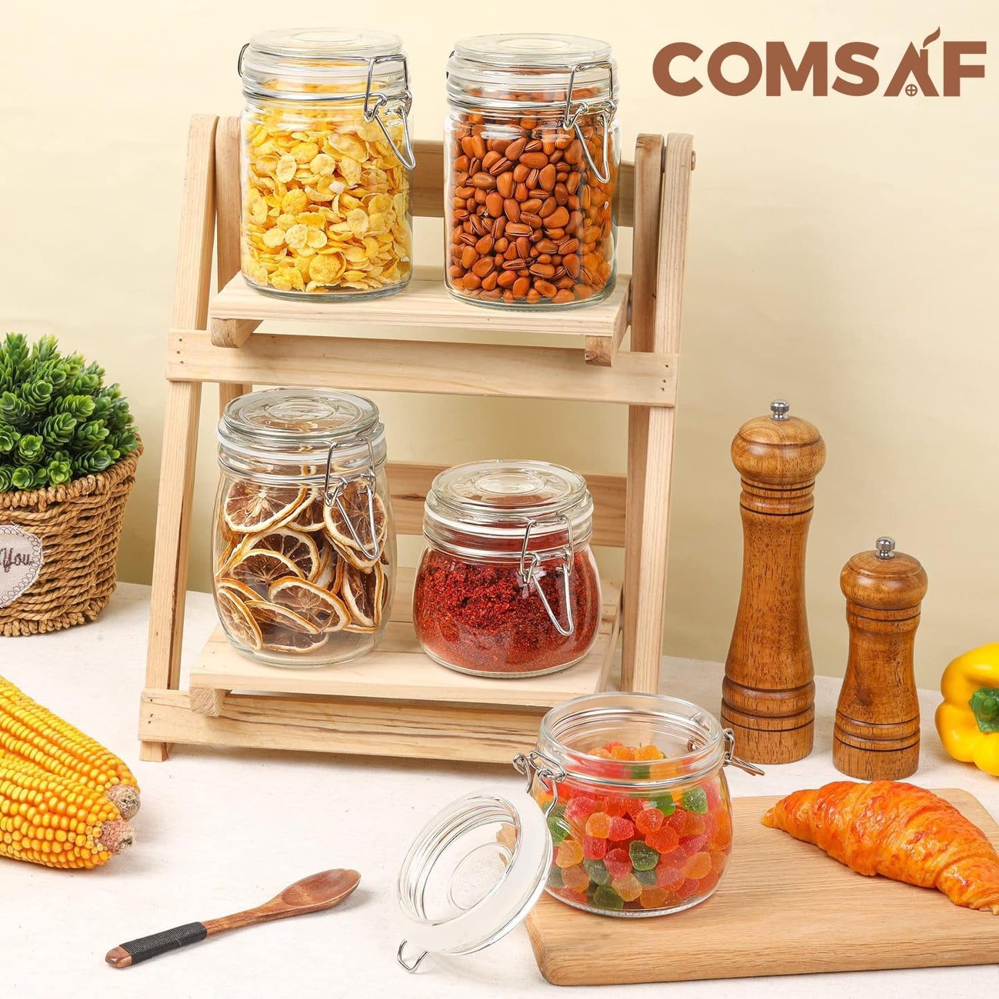 Juego de 6 recipientes herméticos de vidrio con tapas, de 17 oz, redondos, para almacenar alimentos.